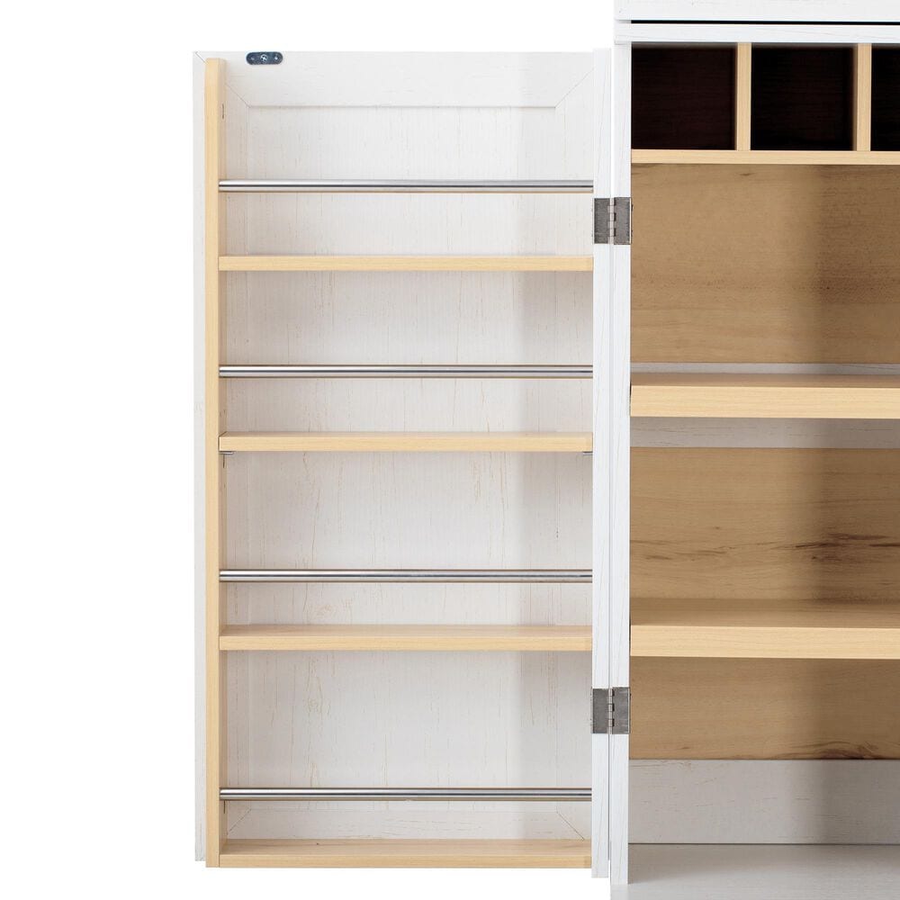 HOMLUX HOMLUX 78.2" Tall Farmhouse Kitchen Pantry Cabinet with 8 Door Shelves, Storage Cabinet with 4 Adjustable Shelves, Hidden Drawer, Wine Rack, Versatile Cupboard for Kitchen, Dining &amp; Bathroom, Retro White, , large
