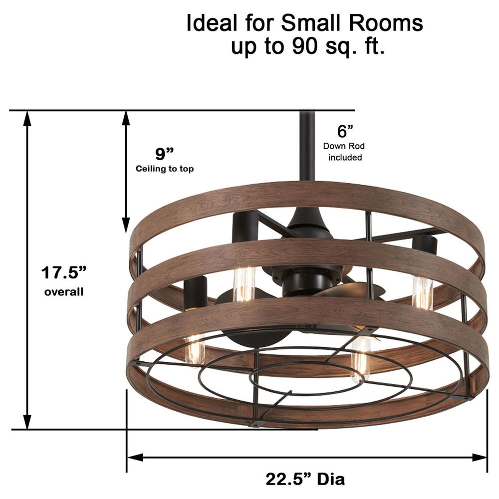 Minka-Aire Audrey 22.5" Ceiling Fan with LED Light in Coal and Distressed Koa, , large