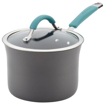 Rachael Ray 3-Quart Nonstick Saucepan with Lid in Gray and Agave Blue, , large