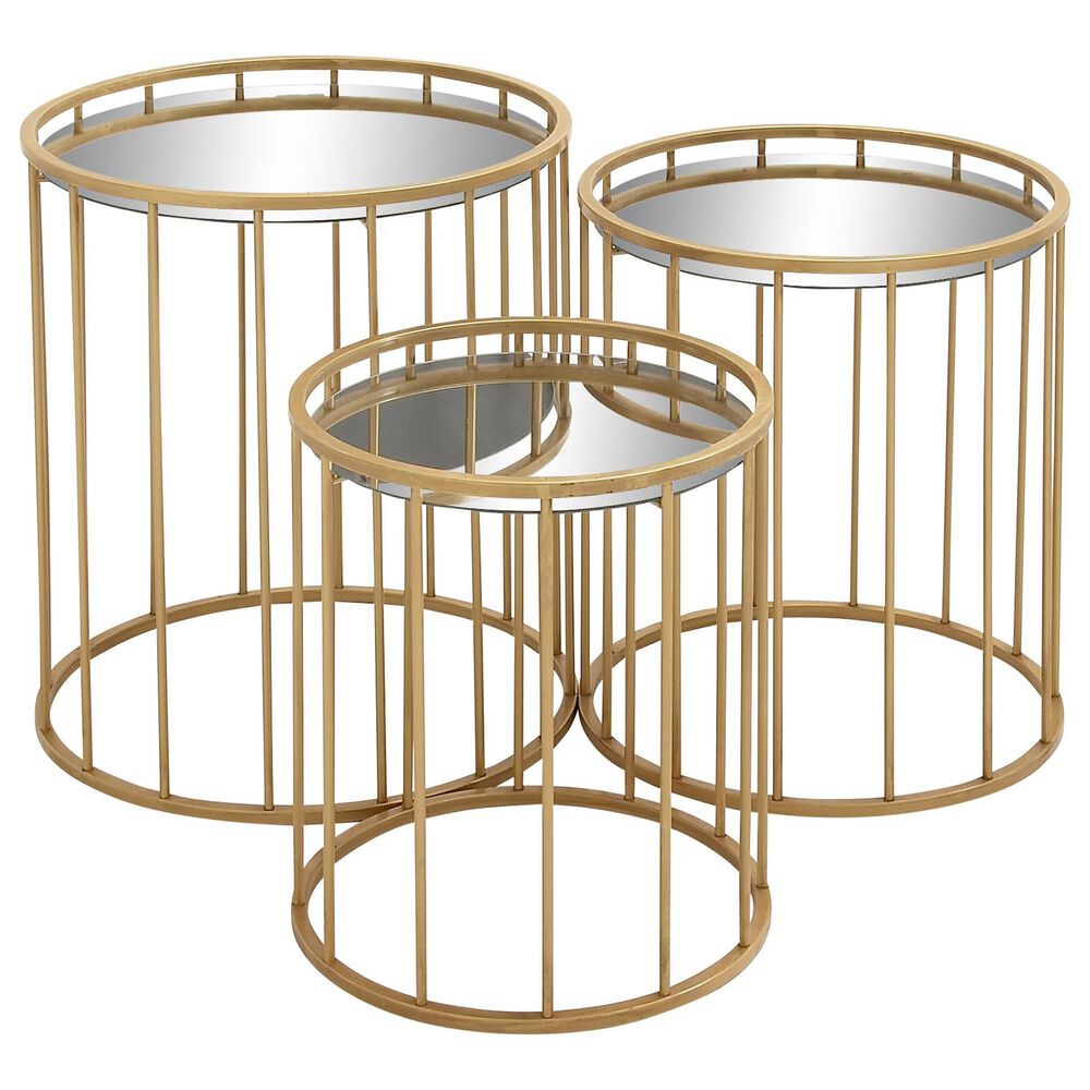 Maple and Jade Contemporary Accent Table in Gold (Set of 3), , large