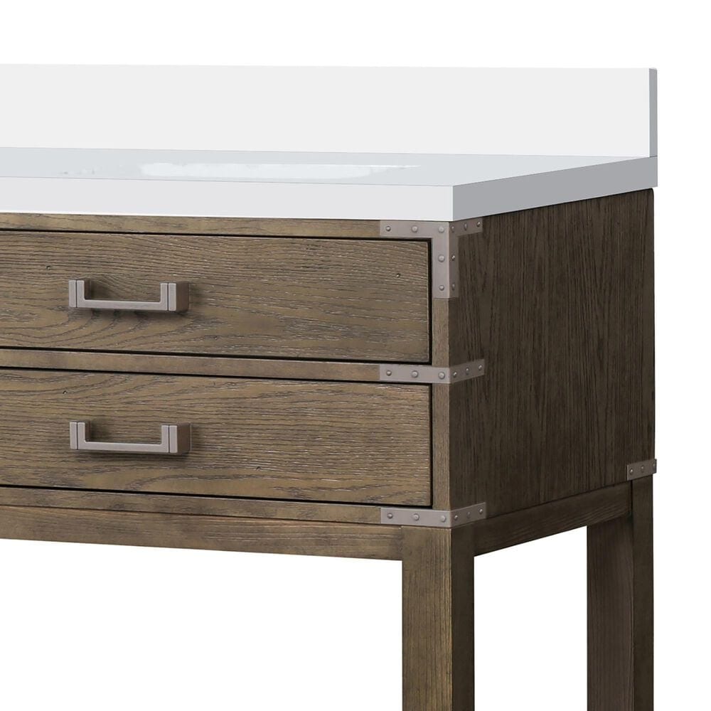 Lexora Home Norwalk 80&quot; Double Bathroom Vanity in Grey Oak with White Quartz Top and Rectangular Sinks, , large