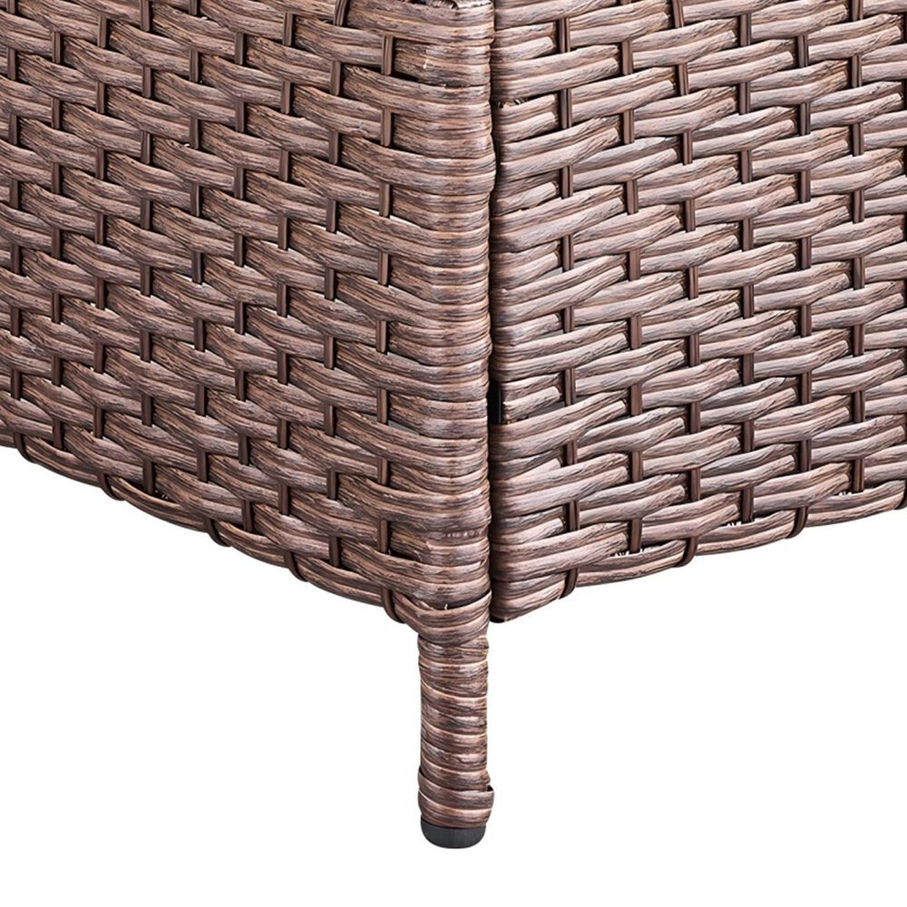 Sunwell Garden 14.1" Ottoman with Navy Cushion and Round Legs in Brown (Set of 2), , large