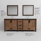 Lexora Home Ziva 84" Double Bathroom Vanity in Rustic Barnwood with 2 cm White Cultured Marble Top and Rectangular Sinks, , large