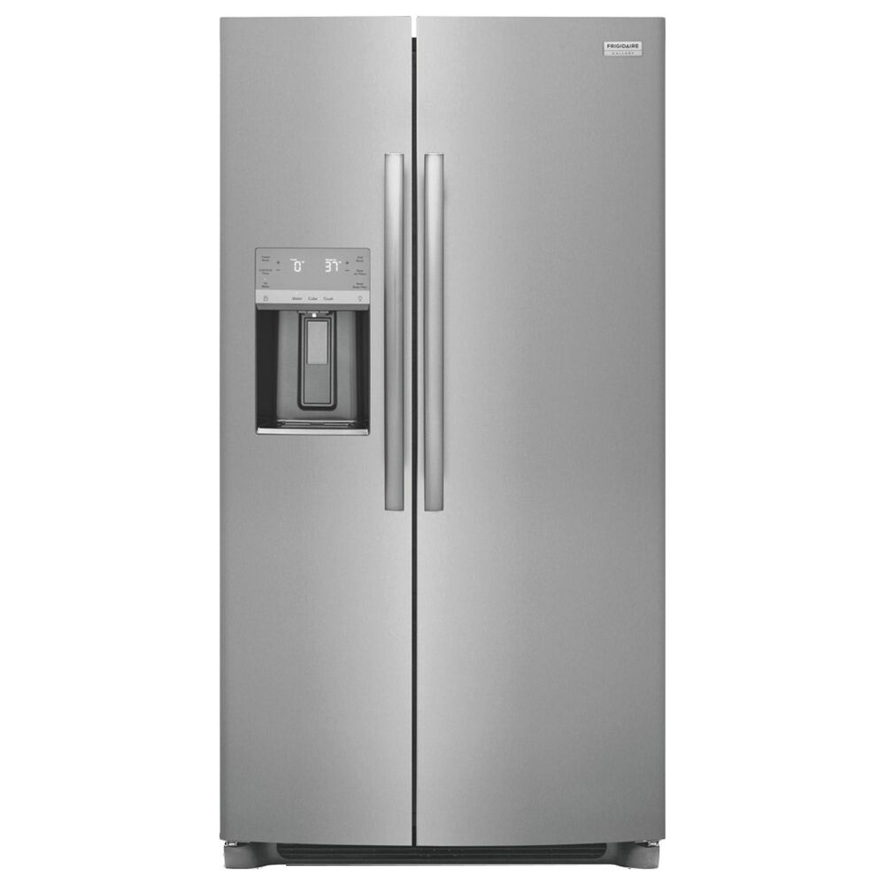 Frigidaire Gallery 3 Piece Kitchen Package with 25.6 Cu. Ft. 36&quot; Standard Depth Side-by-Side Refrigerator, 30&quot; Front Control Electric Range with Total Convection, &amp; 24&quot; Built-In Pocket Handle Dishwasher with CleanBoost in Stainless Steel, , large
