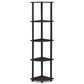 HOMLUX 5-Tier Modern Tall Corner Open Bookshelf in Dark Walnut, , large