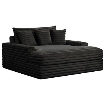 Furniture of America Tavedestrand Oversized Chaise Lounger with Cupholders and USB Ports in Black, , large