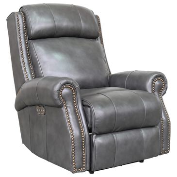 Barcalounger Blair Big and Tall Leather Power Recliner with Power Headrest in Wrenn Gray, , large