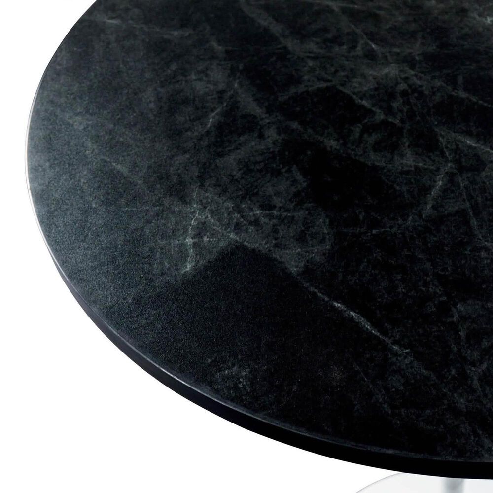 Leisuremod LeisureMod Verve Collection Modern Bar Height Table White Base with 48 Round Black Marbelized MDF Top, , large