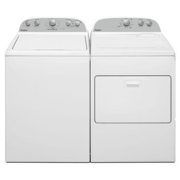Whirlpool 3.9 Cu. Ft. Top Load Washer and a 7.0 Cu. Ft. Front Load Gas Dryer in White, , large