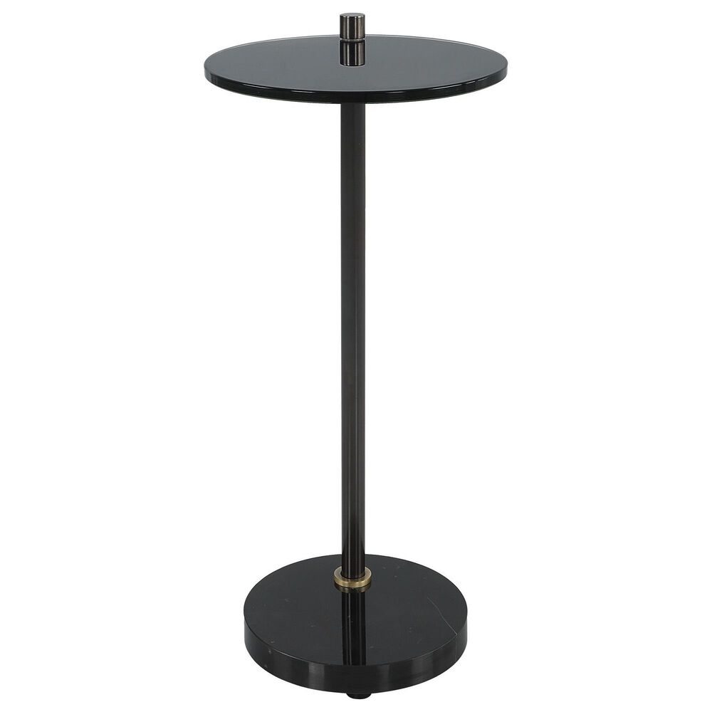 Uttermost Steward Drink Table in Solid Black and Brushed Brass, , large