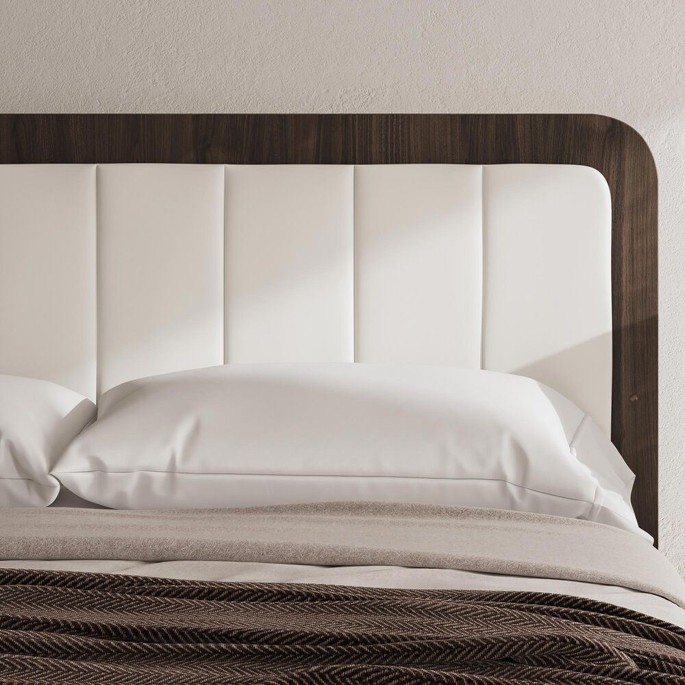 Ashley Kendanport King Platform Upholstered Bed in Brown and White, , large