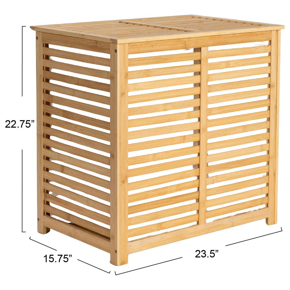 Household Essentials Double Laundry Sorter with Lid and Removable Bags in Natural, , large