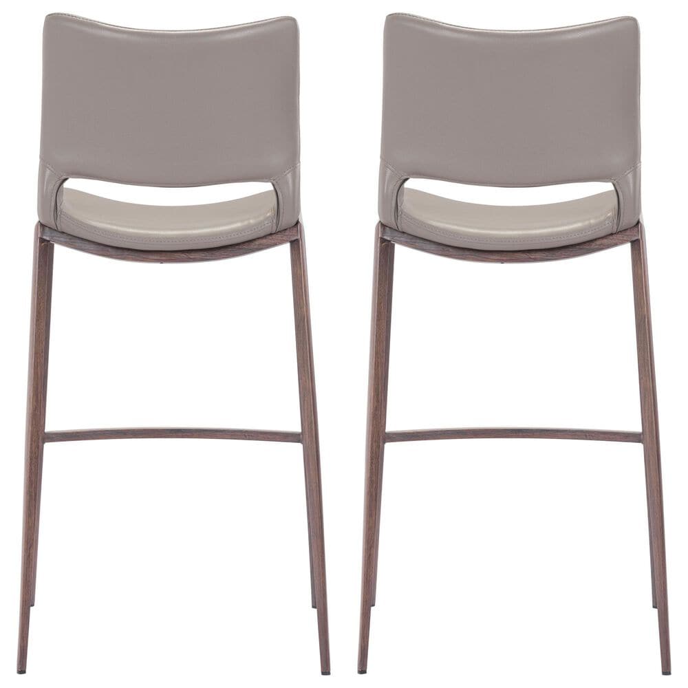 Zuo Modern Ace Bar Stool in Gray and Dark Brown &#40;Set of 2&#41;, , large