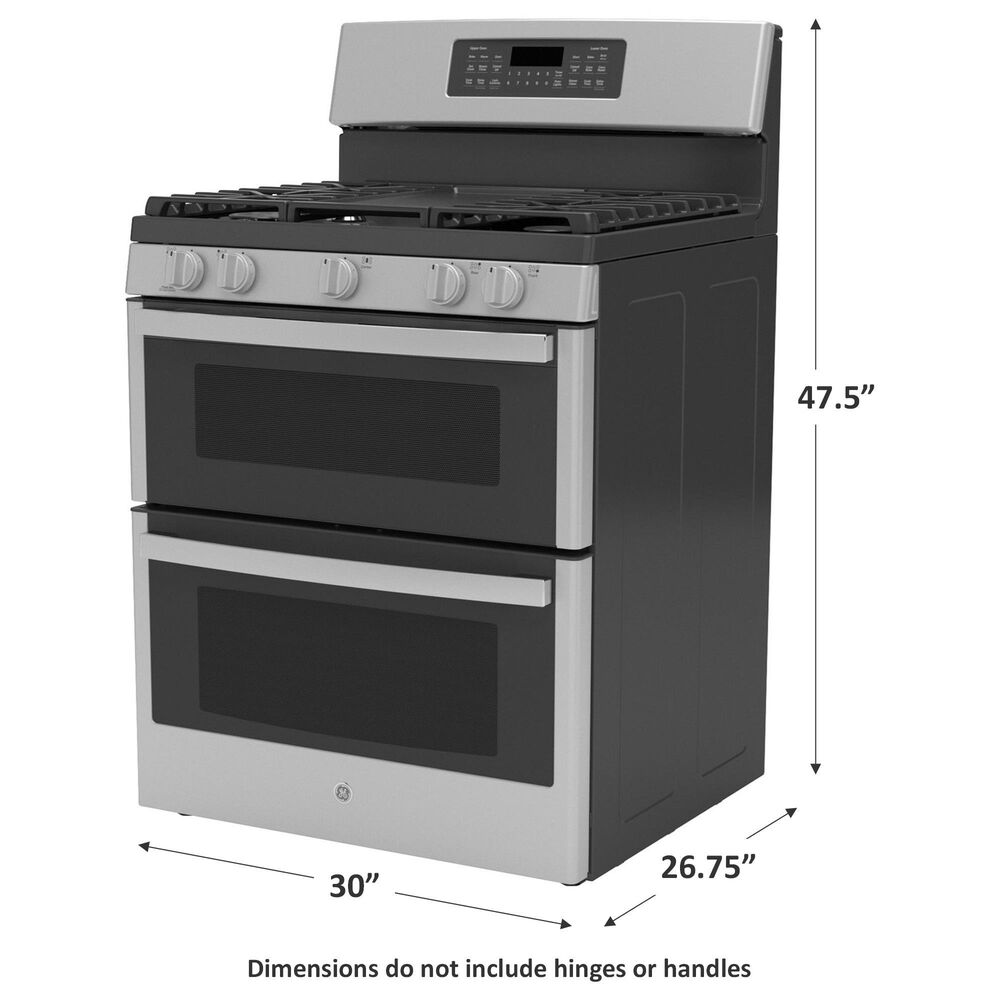 GE Appliances 30&quot; Freestanding Gas Double Oven Range with Convection in Stainless Steel, , large