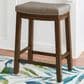 Linon Home Decor Claridge Counter Stool with Grey Cushion in Rustic Dark Brown, , large