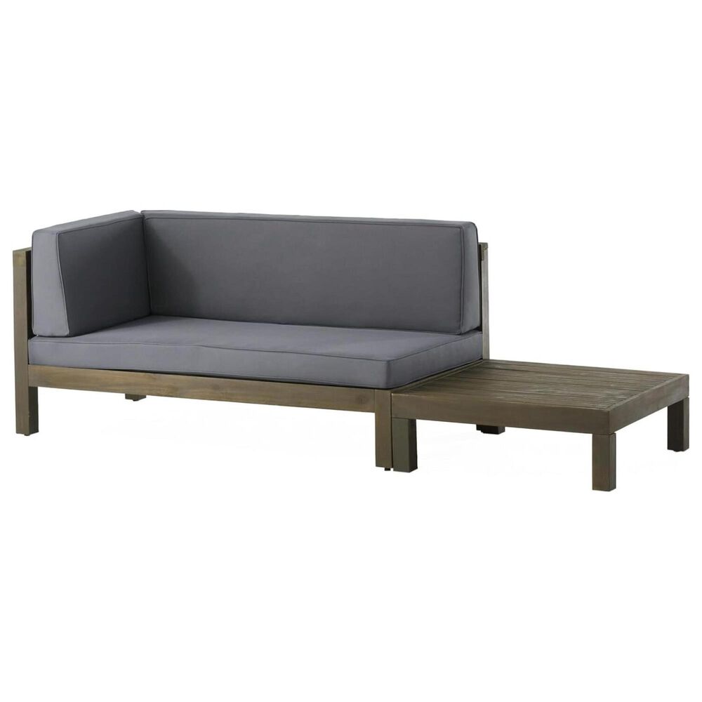 Hearth and Haven Brava Outdoor Corner Bench with Coffee Table in Dark Gray, , large