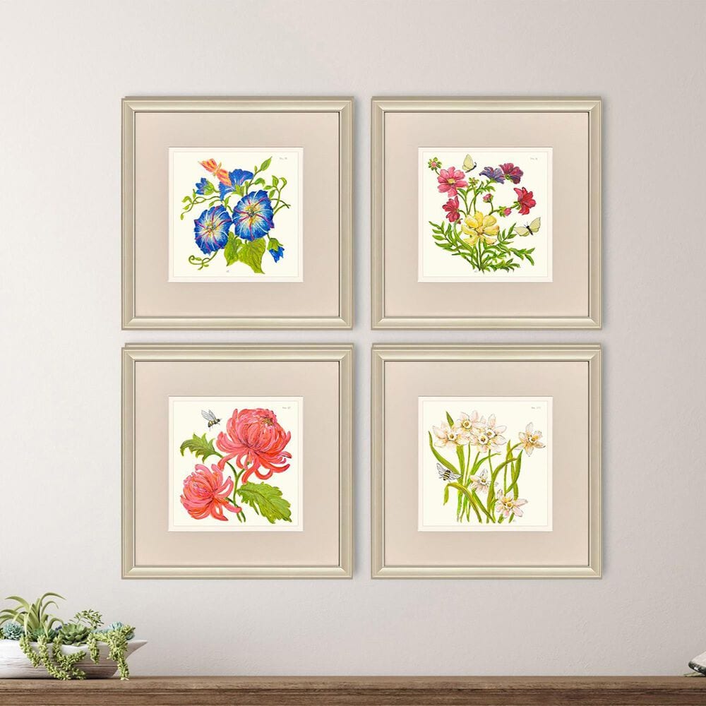 Paragon 18" Square Fleur Melange III Wall Art in Green (Set of 4), , large