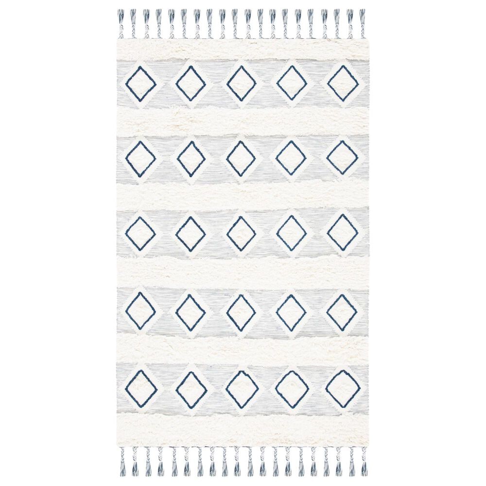 Safavieh Natura NAT678A 5" x 8" Ivory and Blue Area Rug, , large