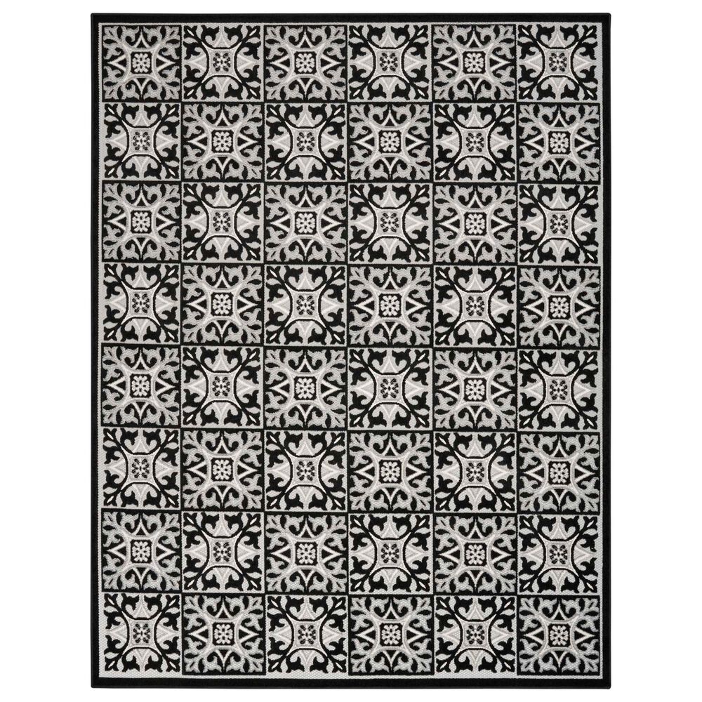 Nourison Aloha 5"3" x 7"5" Black White Indoor/Outdoor Area Rug, , large