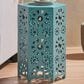 Hearth and Haven Eliana 12" Outdoor Hexagon Metal Side Table with Sunburst Cut Out Design in Teal, , large