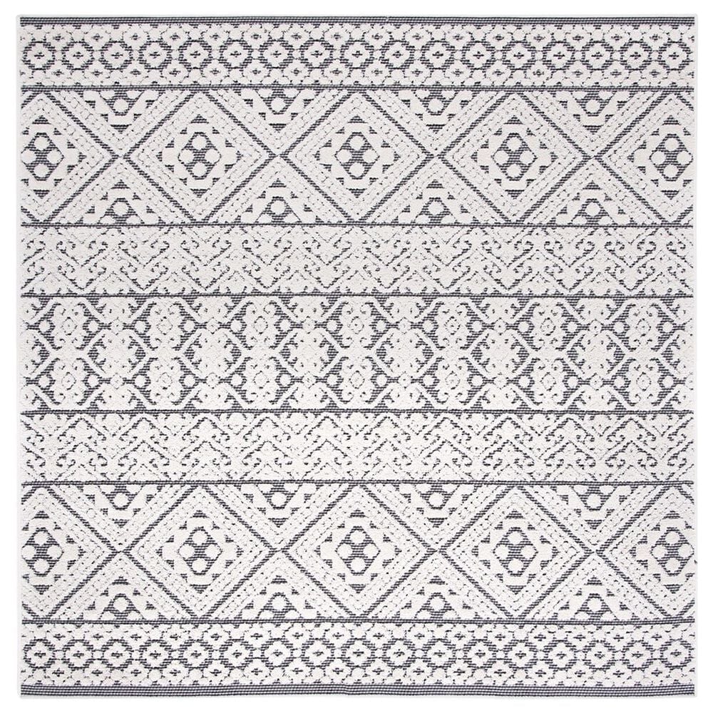 Safavieh Cabana CBN654A 6"7" Square Ivory and Grey Area Performance Rug, , large