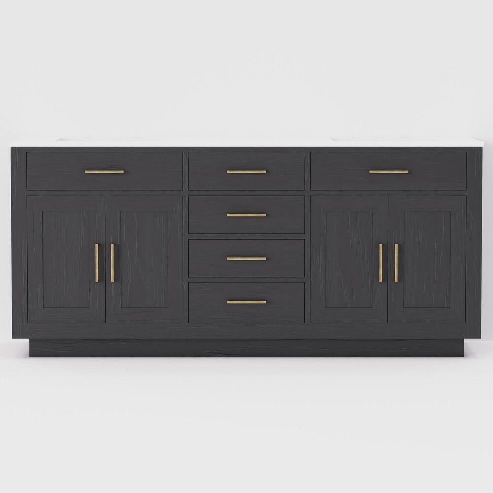 Lexora Home Abbey 72&quot; Double Bathroom Vanity in Black Oak with 2 cm White Cultured Marble Top and Rectangular Sinks, , large