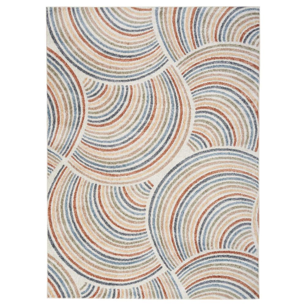 Nourison Astra Machine Washable 9" x 12" Ivory and Multicolor Area Rug, , large