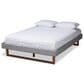 Baxton Studio Liliya Queen Platform Bed Frame with Light Grey Upholstered in Walnut Brown, , large