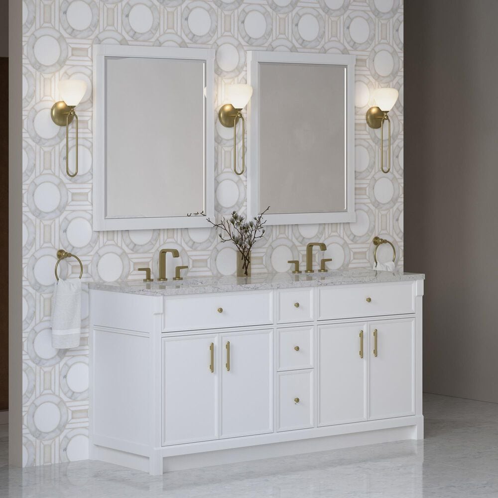 James Martin Bellshire 72" Double Bathroom Vanity in Bright White with 3 cm Eternal Jasmine Pearl Silestone Top and Rectangular Sinks, , large