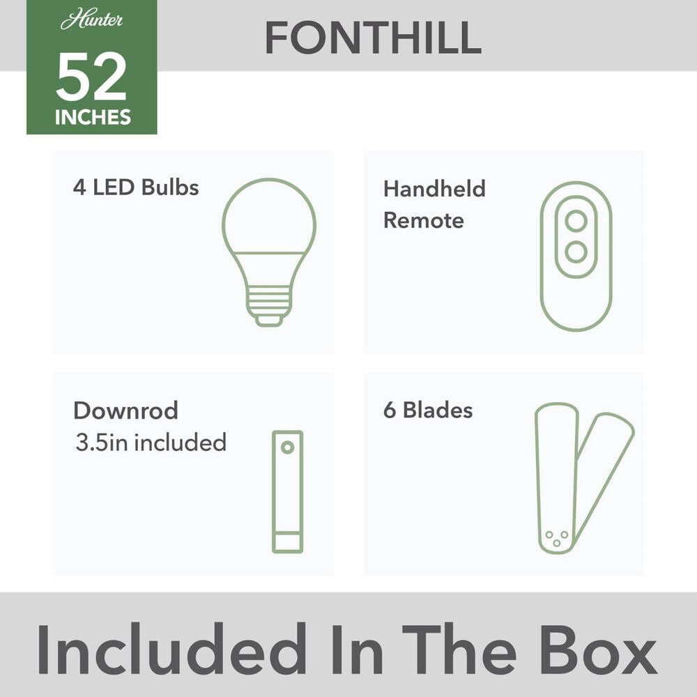 Hunter Fonthill 52&quot; Ceiling Fan with LED Lights in Brushed Nickel, , large