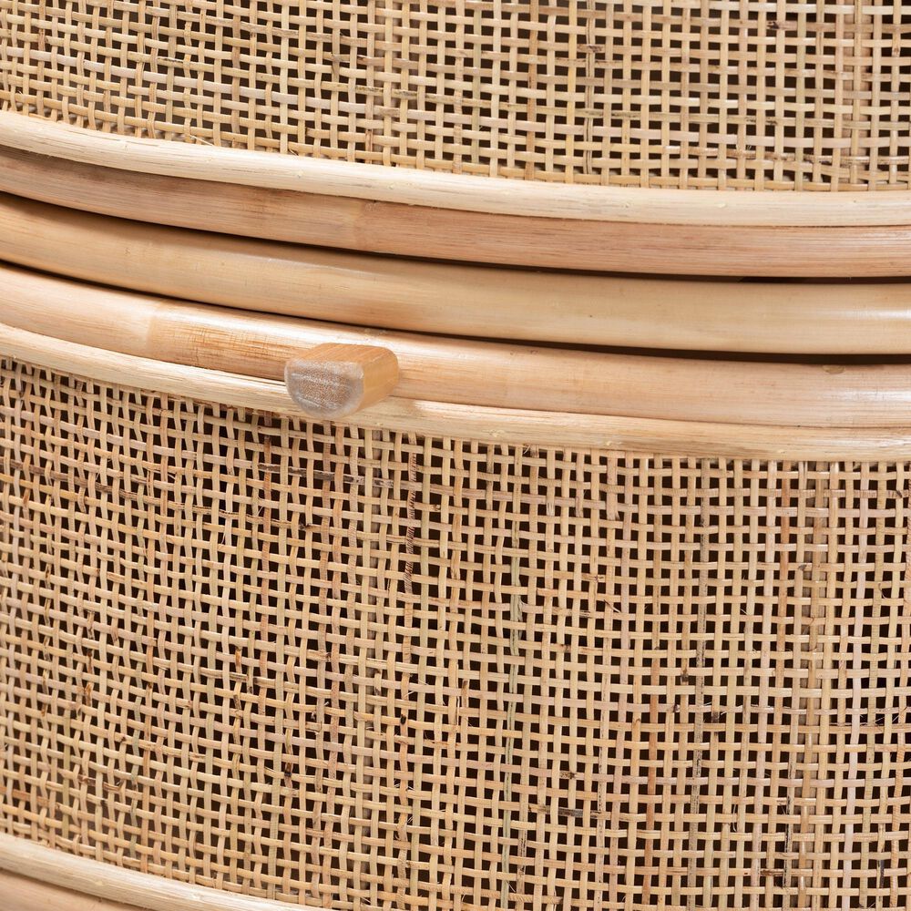 Baxton Studio Oleta 2-Drawer Rattan Nightstand in Natural Brown, , large