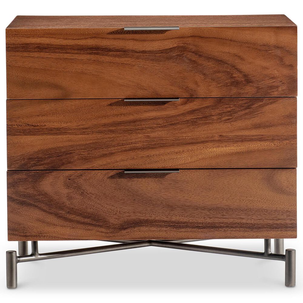 Bernhardt Brasea 3 Drawer Nightstand in Lume and Tungsten with USB Ports, , large