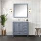 Lexora Home Jacques 36" Left Offset Single Bathroom Vanity in Dark Grey with 2 cm White Carrara Marble Top and Rectangular Sink, , large