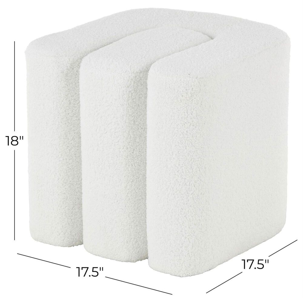 Maple and Jade 18" Boucle Accent Ottoman in White, , large