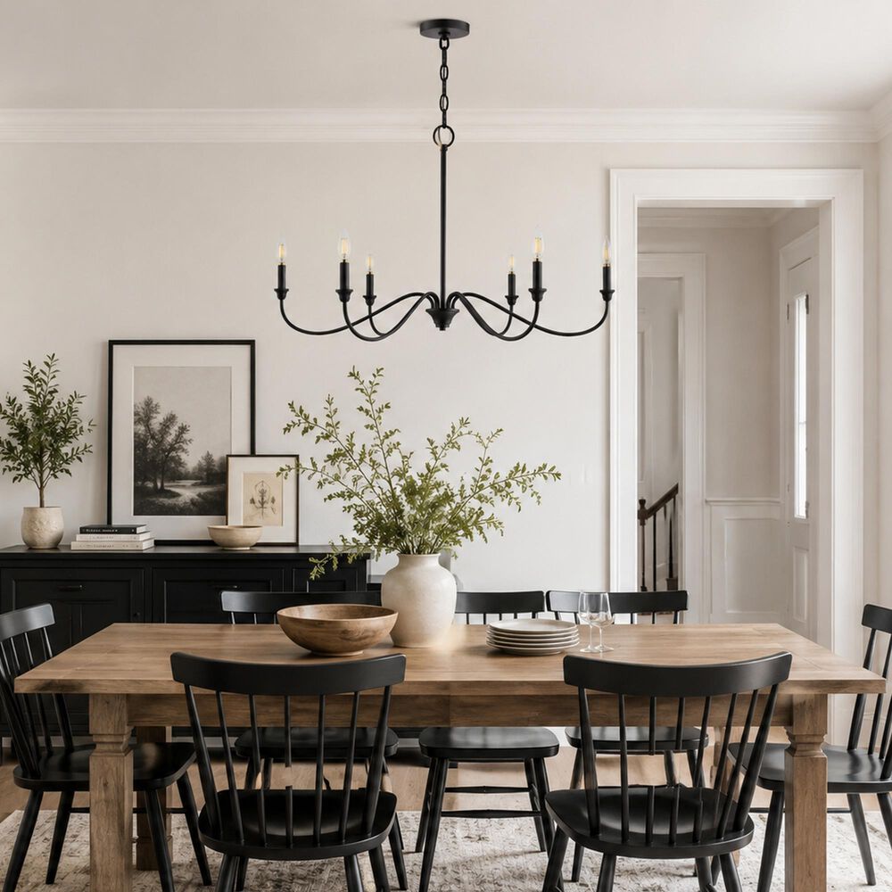 Vaxcel Annabelle 36" 6-Light Chandelier in Matte Black, , large