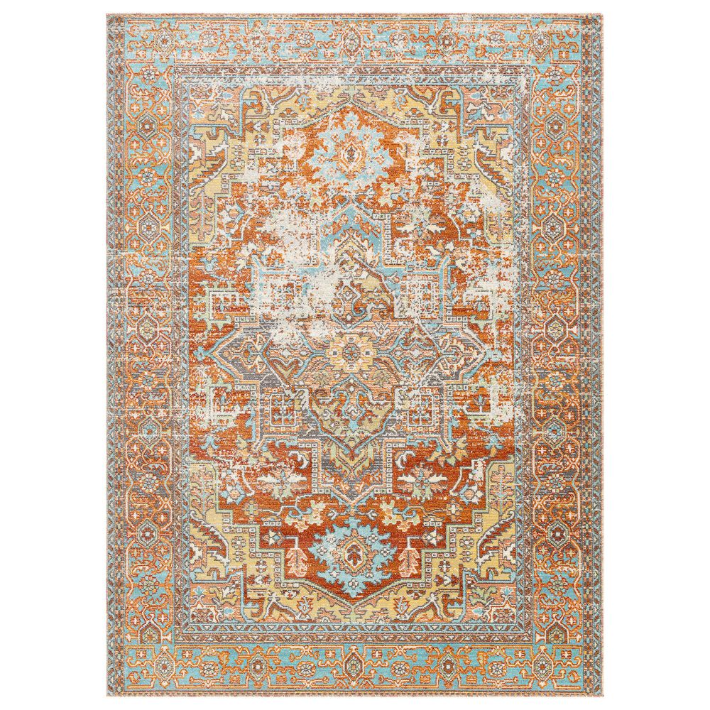 Surya Bodrum 5"3" x 7"3" Ivory, Orange, Saffron, Gray, Camel and Blue Area Rug, , large