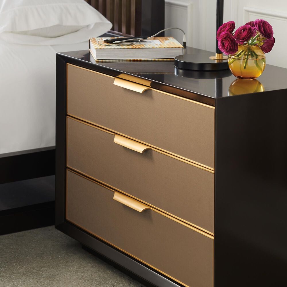 Schnadig Triple Wrap 3-Drawer Nightstand in Dark Chocolate and Champagne Gold, , large