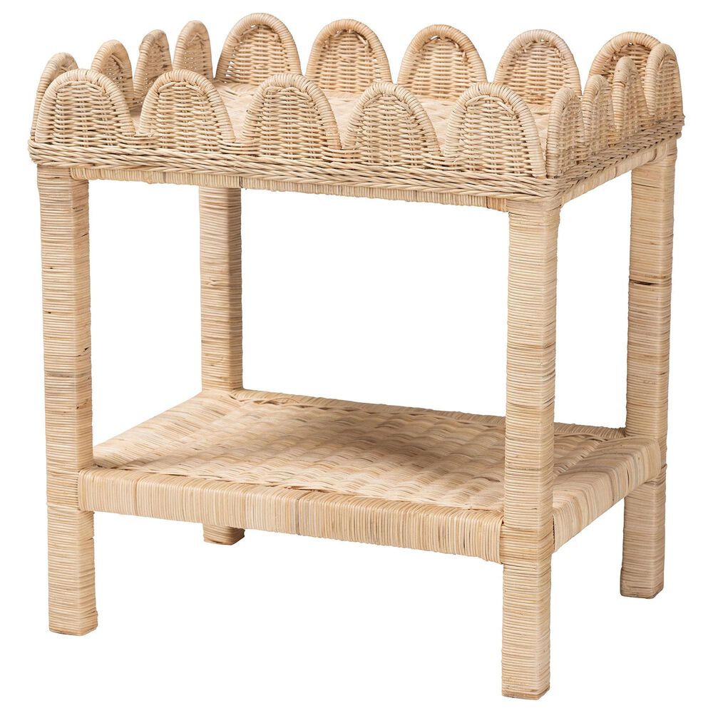 Baxton Studio Sumana Scallop Side Table in Natural, , large