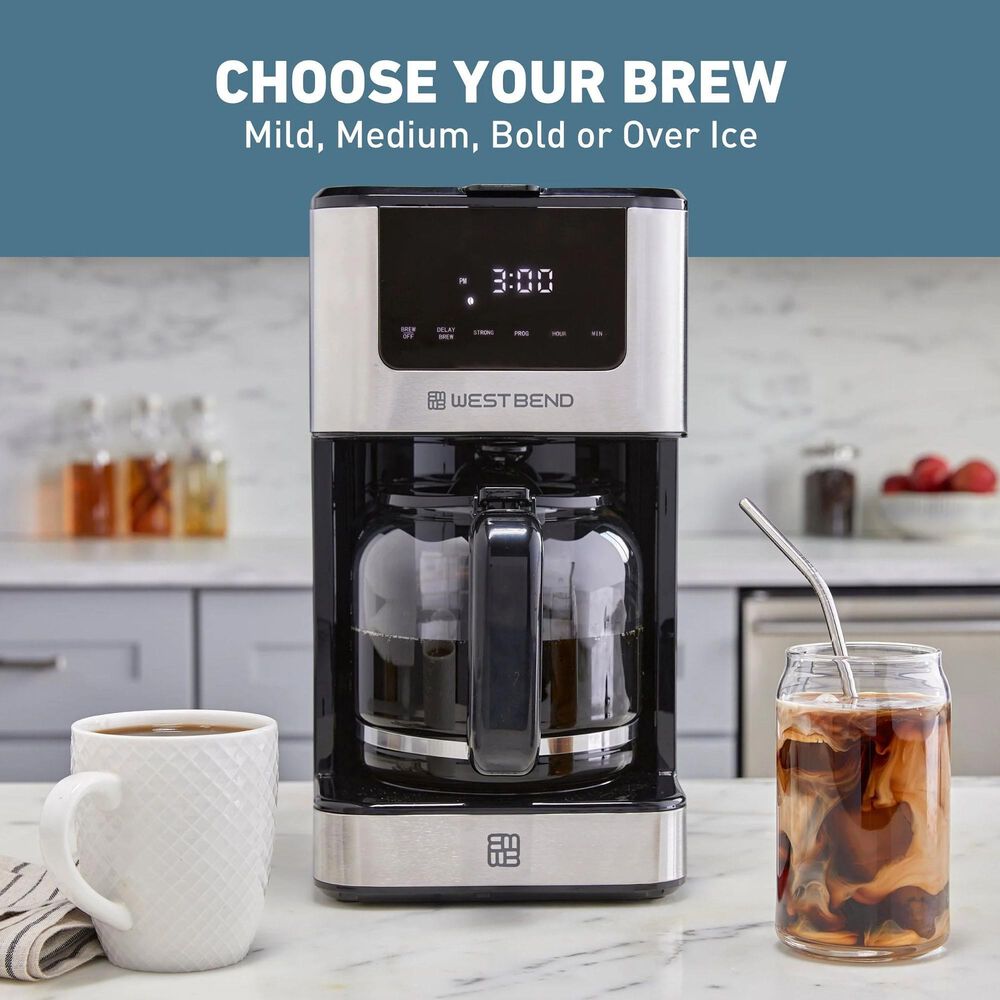 West Bend 12 Cup Hot & Iced Coffee Maker in Stainless Steel