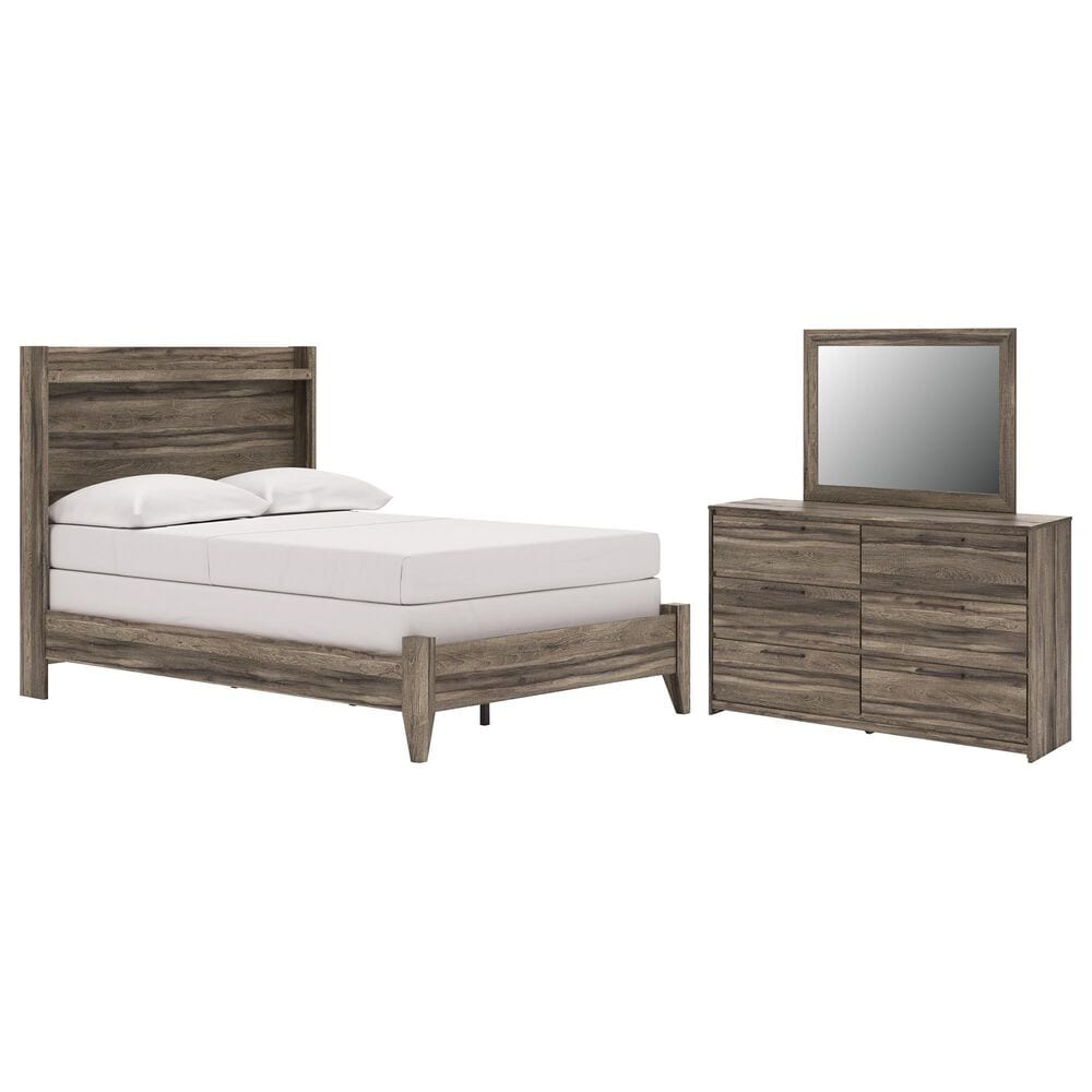 Ashley Elbrim 3-Piece Full Panel Bedroom Set in Weathered Brown, , large