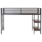 Hearth and Haven Adam Twin Loft Bunk Bed with Cinnamon Wood Shelf in Black, , large