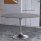 Leisuremod LeisureMod Verve Collection 48 Round Dining Table, Brushed Chrome Base with Sintered Stone Grey Top, , large
