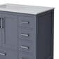 Lexora Home Jacques 36" Left Offset Single Bathroom Vanity in Dark Grey with 2 cm White Quartz Top and Rectangular Sink, , large