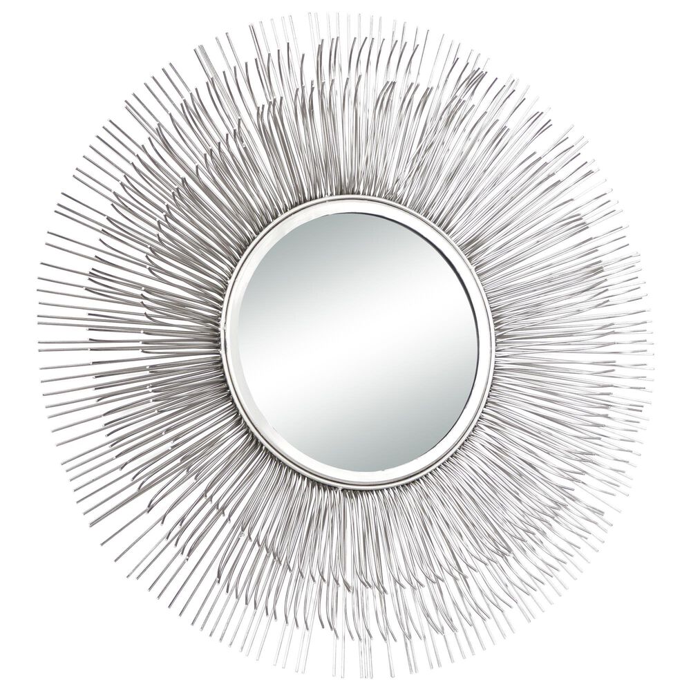 Maple and Jade 29&quot; Round Wall Mirror in Distressed Silver, , large