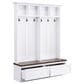 HOMLUX 6-Hook Hall Tree with Wood Grain Bench in White, , large