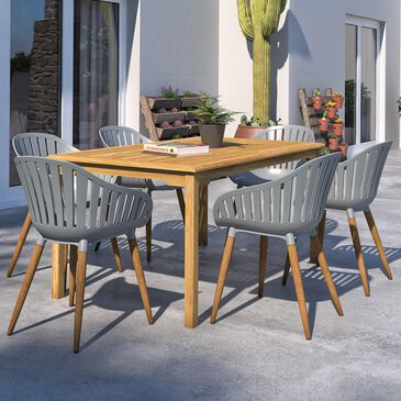 Amazonia Maliana 7-Piece Rectangular Patio Dining Set with Wood Leg Chair in Brown and Gray, , large