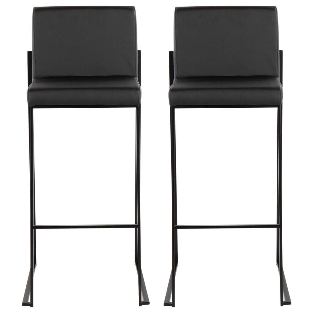 Lumisource Fuji Stackable Barstool with Black Faux Leather Cushion in Black &#40;Set of 2&#41;, , large