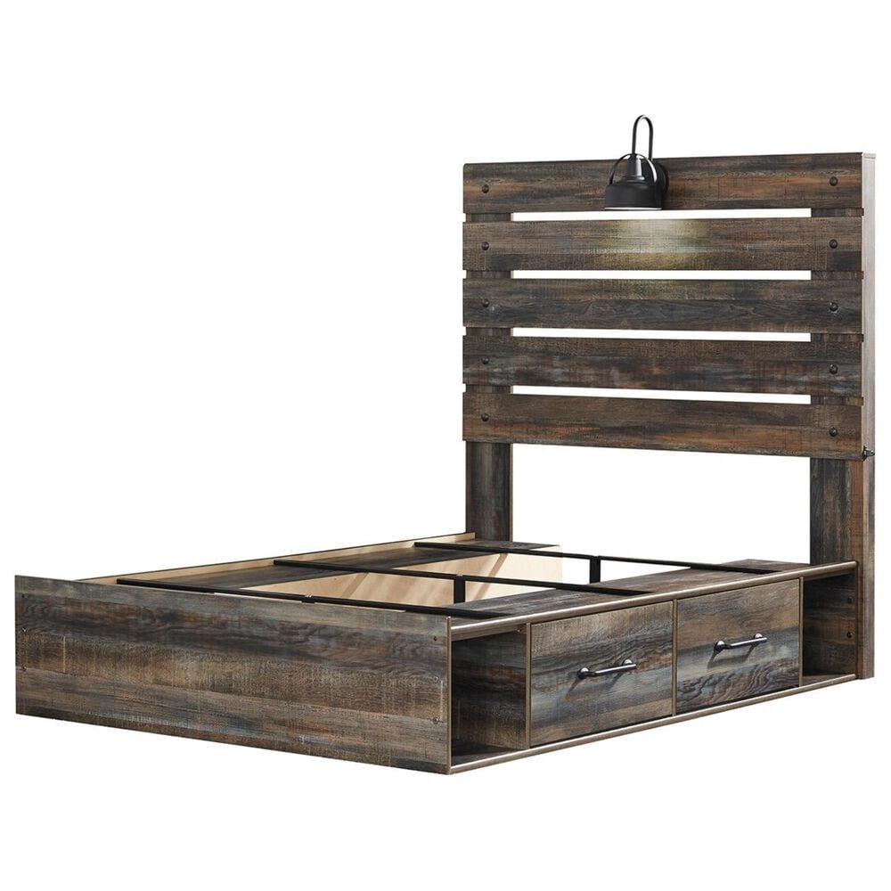 Ashley Drystan 4-Piece Full Dual Storage Bed Set in Brown Rustic, , large