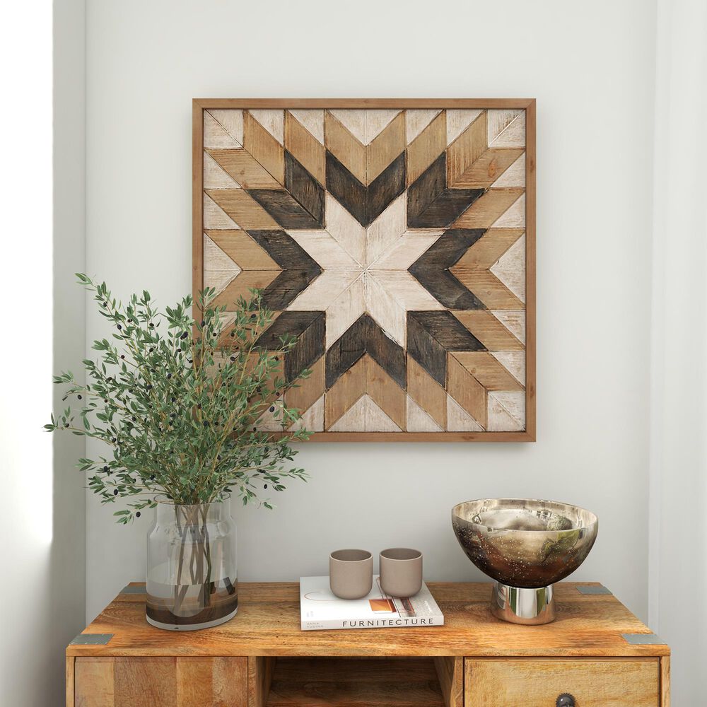 Maple and Jade 30&quot; x 30&quot; Southwest Abstract Wall Decor in Brown, White and Gray, , large