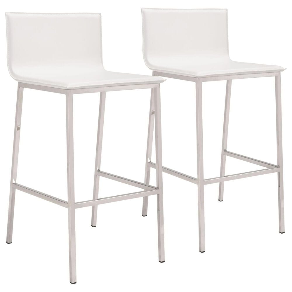 Zuo Modern Marina Barstool in White and Silver (Set of 2), , large
